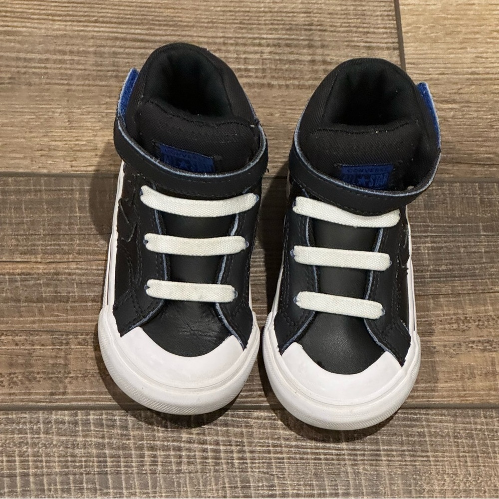 Converse All Star Chuck Taylors Leather High Top Black Shoes Toddler 7 - Picture 6 of 11